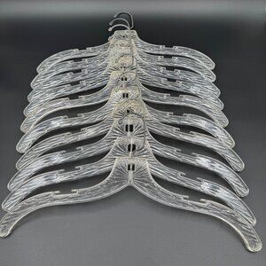 Vintage Clothes Hangers MCM Clear Plastic Ice Crystal Starburst Prism Set of 10